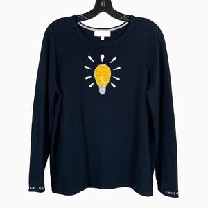 Lisa Todd Lighten Up Cashmere Sweater Black Lightbulb Size L